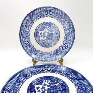 Vintage Blue Willow Transferware Bread Dessert Plates Set of 2 Scenic 6"